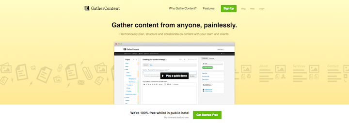 screen shot of GatherContent home page