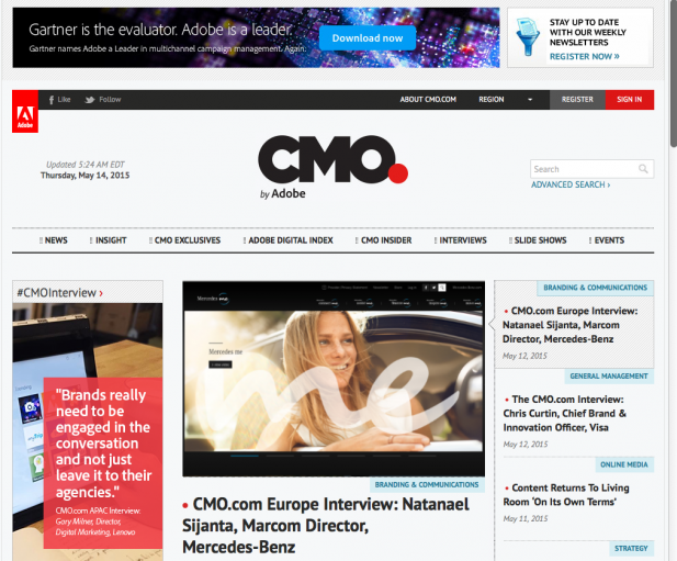 Home page of CMO.com by Adobe