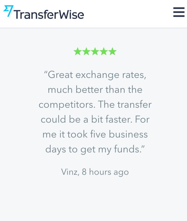 an insanely honest home page by TransferWise