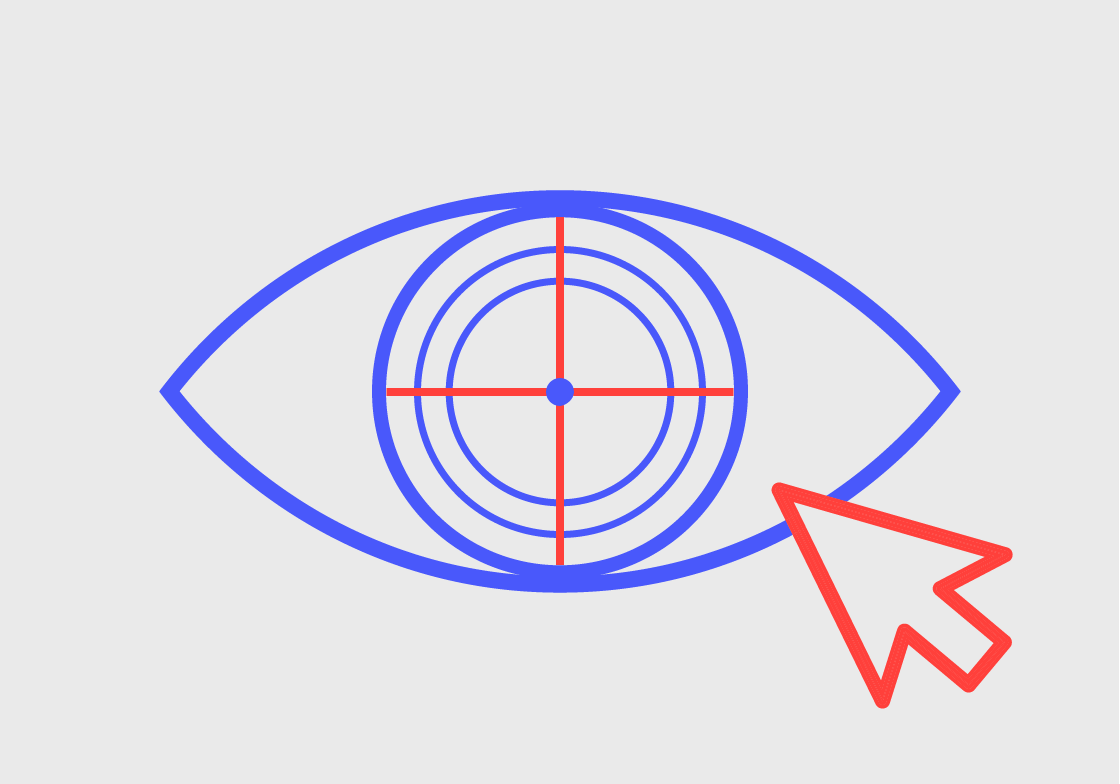 An eye with a cursor representing online tracking