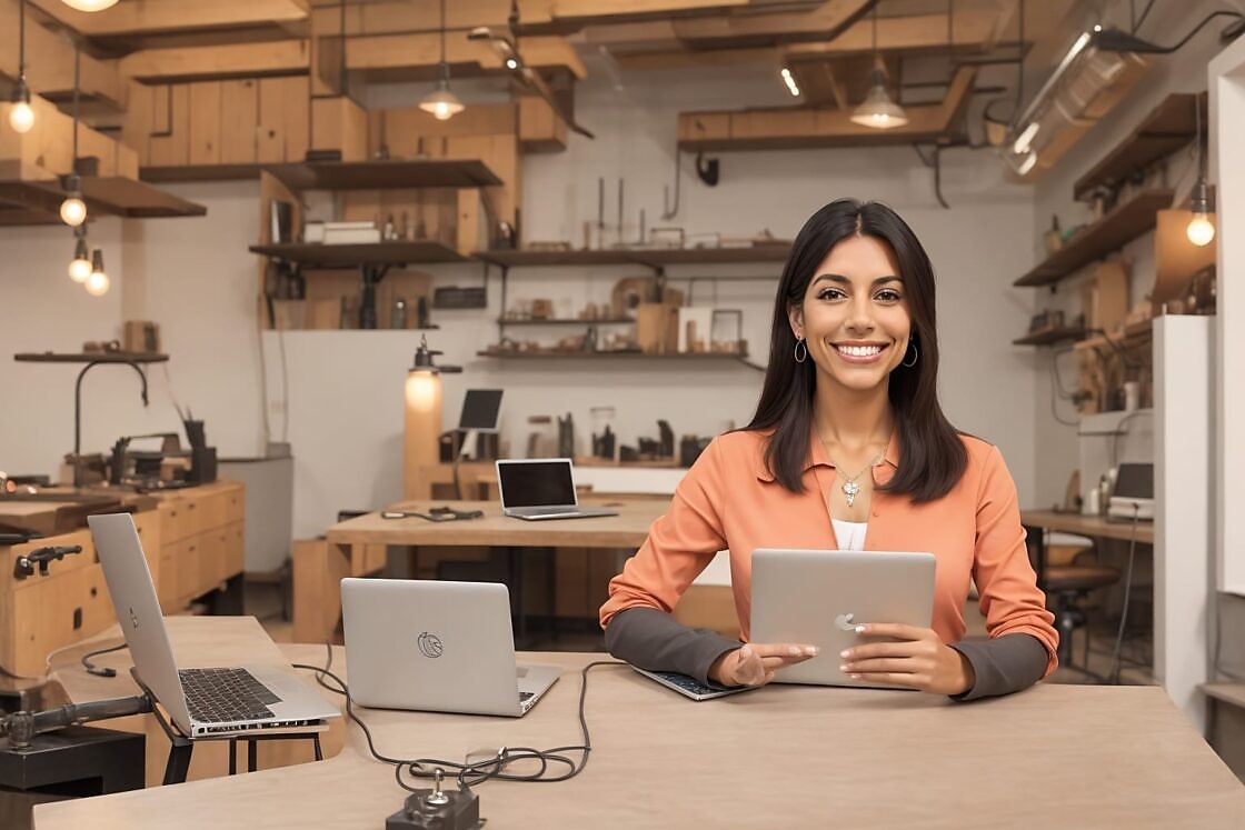 woman in front of laptop in office