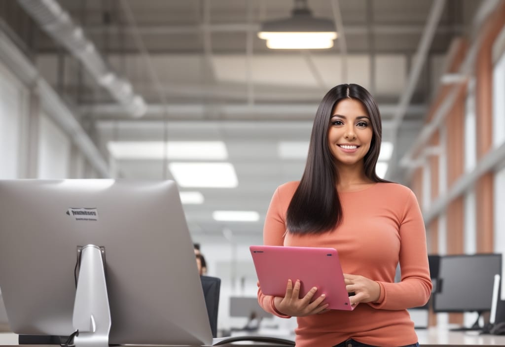 woman in front of laptop in office